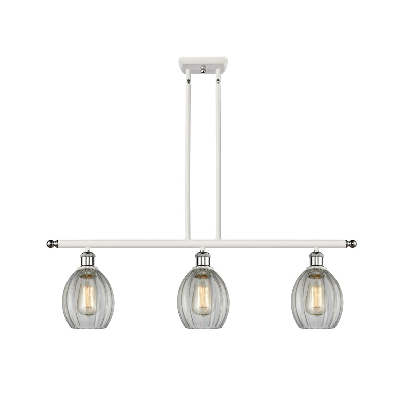 Eaton Island Light shown in the White and Polished Chrome finish with a Clear shade