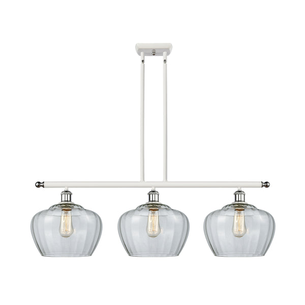 Fenton Island Light shown in the White and Polished Chrome finish with a Clear shade