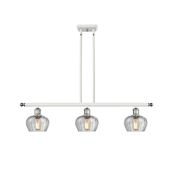 Fenton Island Light shown in the White and Polished Chrome finish with a Clear shade