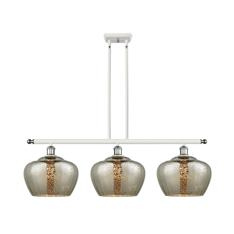 Fenton Island Light shown in the White and Polished Chrome finish with a Mercury shade