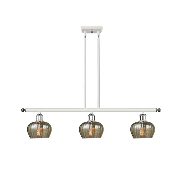 Fenton Island Light shown in the White and Polished Chrome finish with a Mercury shade