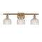 Dayton Bath Vanity Light shown in the Brushed Brass finish with a Clear shade