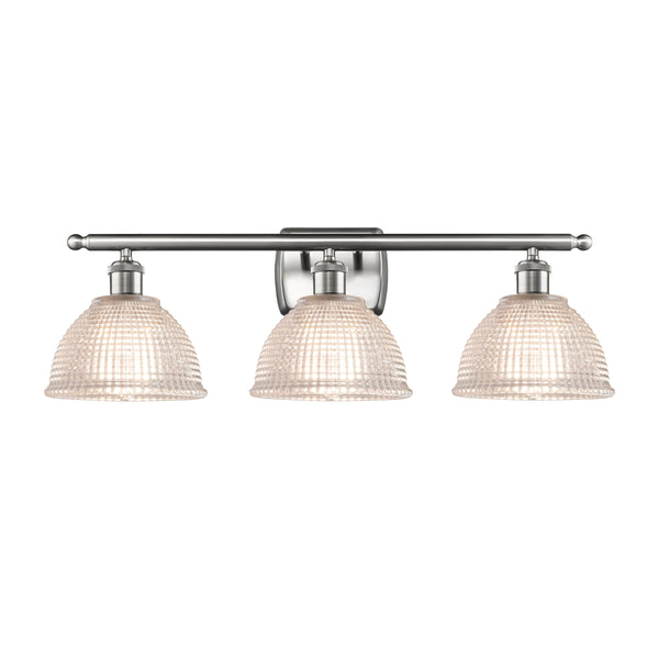 Arietta Bath Vanity Light shown in the Brushed Satin Nickel finish with a Clear shade