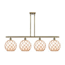 Farmhouse Rope Island Light shown in the Antique Brass finish with a White Glass with Brown Rope shade