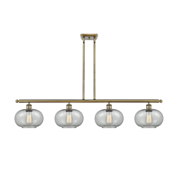 Gorham Island Light shown in the Antique Brass finish with a Charcoal shade