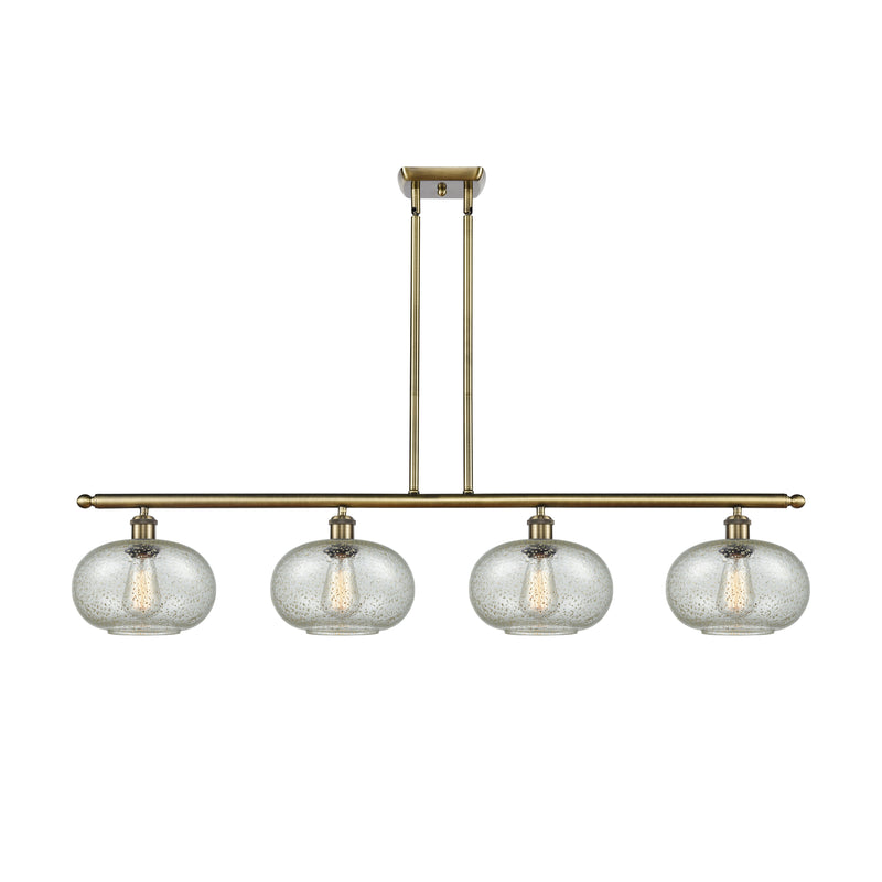 Gorham Island Light shown in the Antique Brass finish with a Mica shade