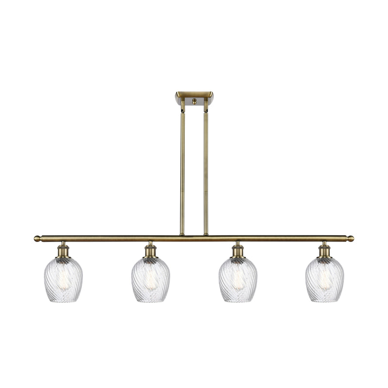 Salina Island Light shown in the Antique Brass finish with a Clear Spiral Fluted shade