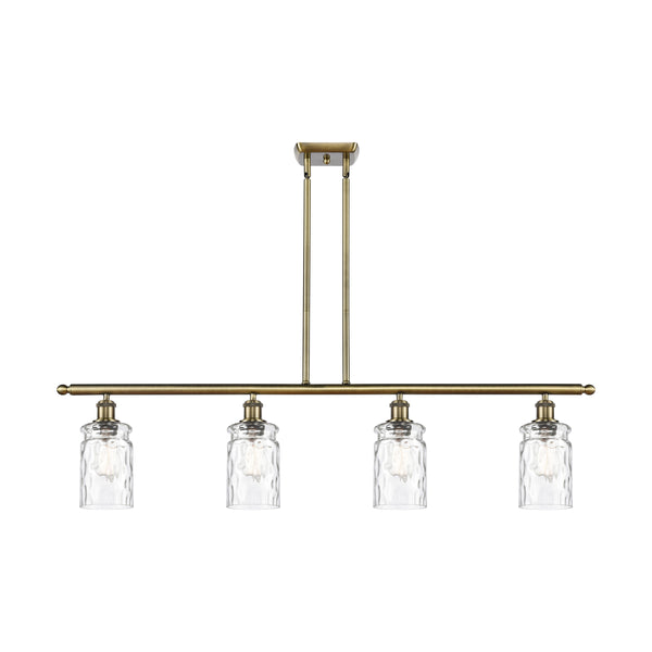 Candor Island Light shown in the Antique Brass finish with a Clear Waterglass shade