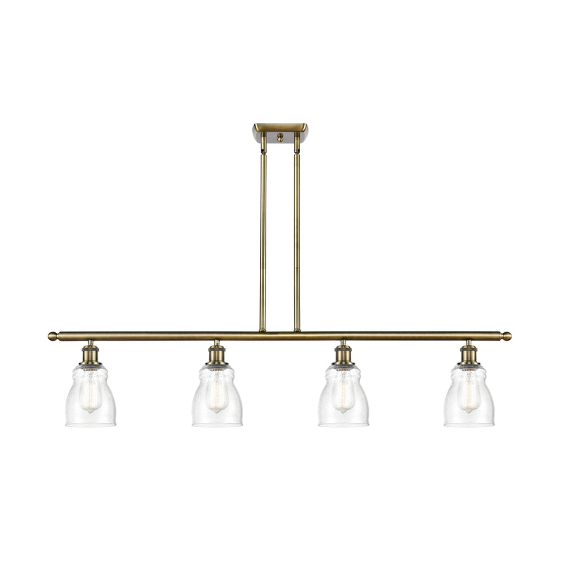 Ellery Island Light shown in the Antique Brass finish with a Seedy shade