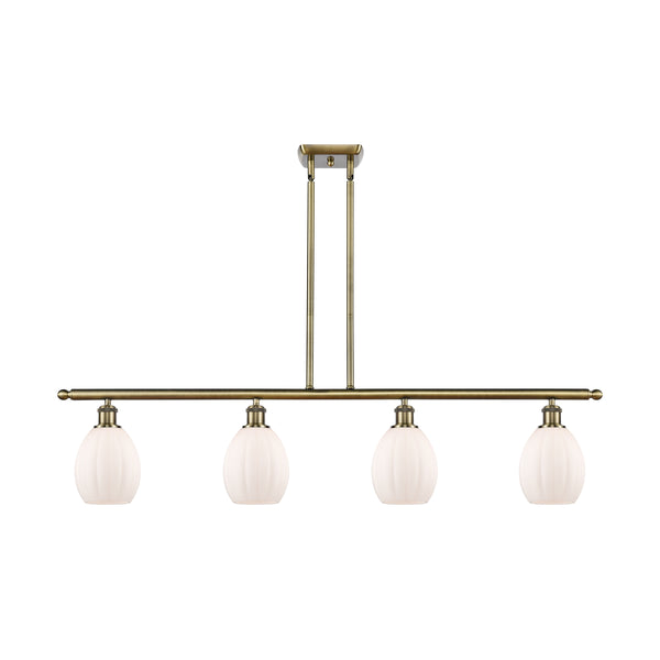 Eaton Island Light shown in the Antique Brass finish with a Matte White shade