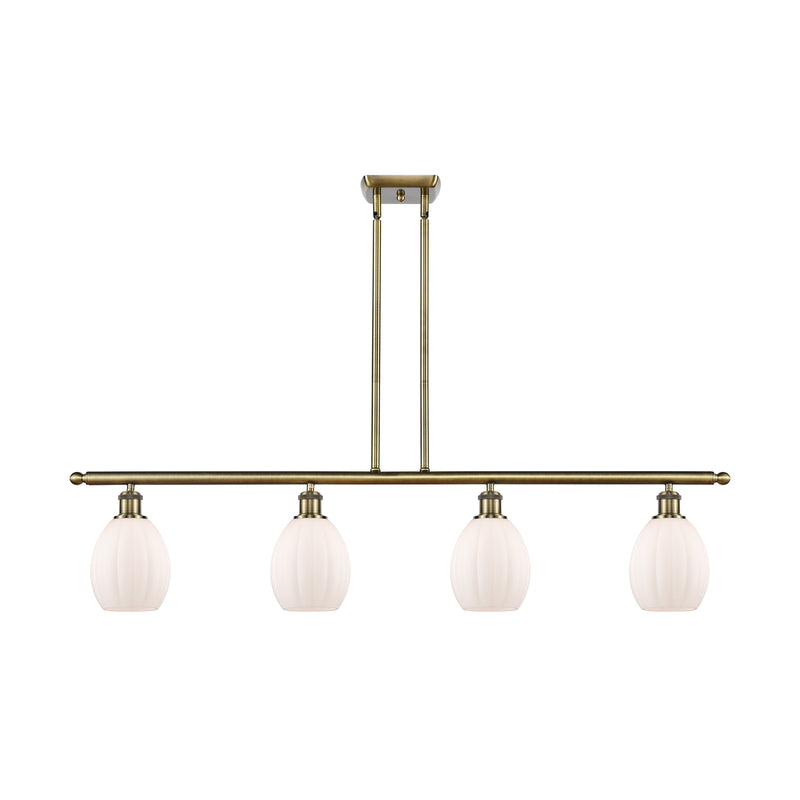 Eaton Island Light shown in the Antique Brass finish with a Matte White shade