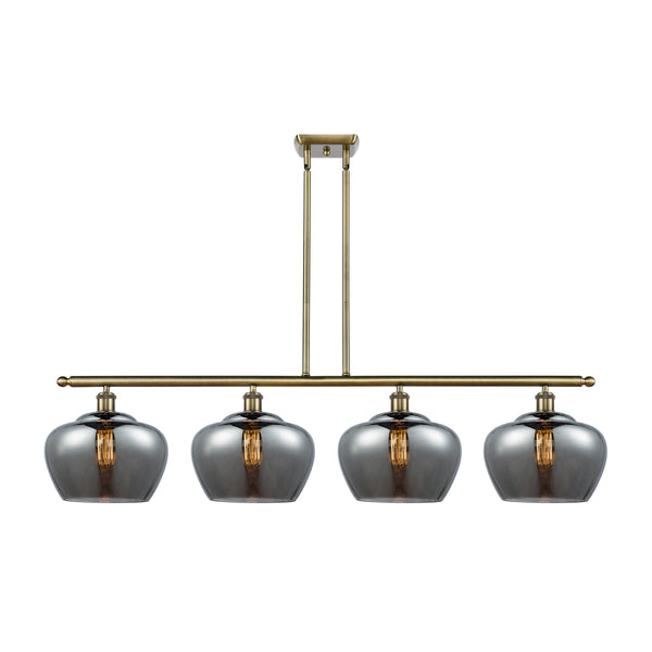 Fenton Island Light shown in the Antique Brass finish with a Plated Smoke shade