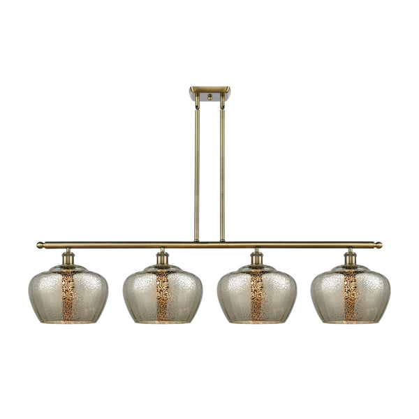 Fenton Island Light shown in the Antique Brass finish with a Mercury shade