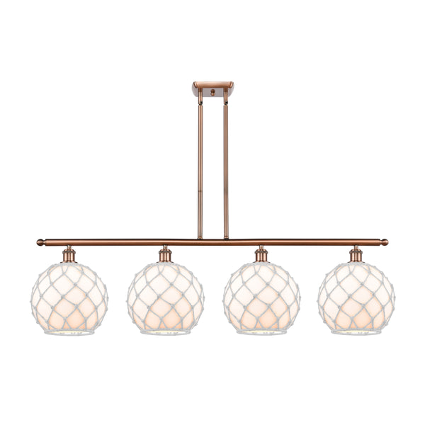 Farmhouse Rope Island Light shown in the Antique Copper finish with a White Glass with White Rope shade