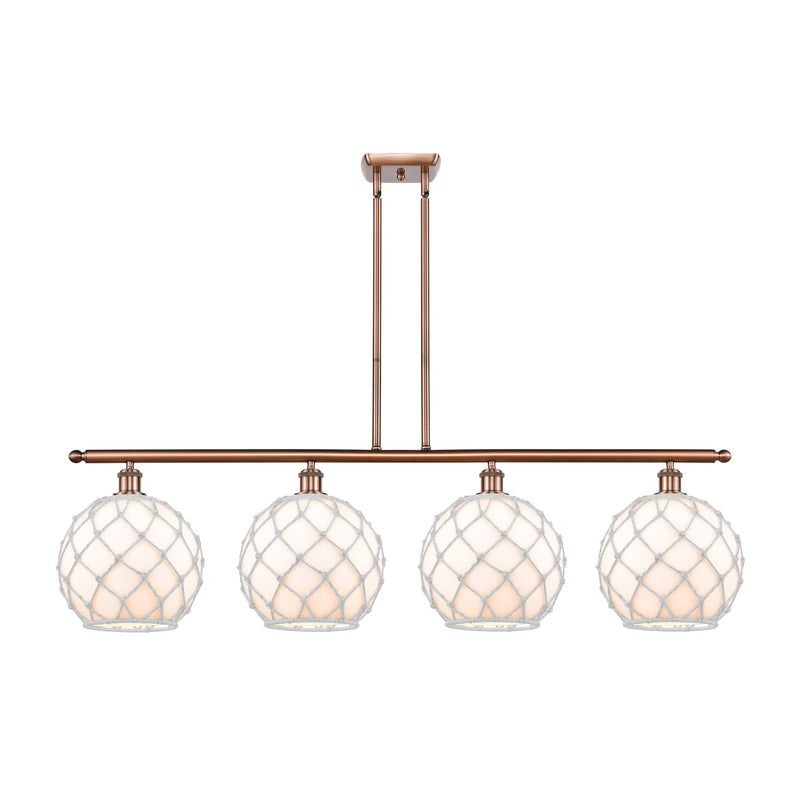 Farmhouse Rope Island Light shown in the Antique Copper finish with a White Glass with White Rope shade