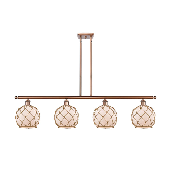 Farmhouse Rope Island Light shown in the Antique Copper finish with a White Glass with Brown Rope shade