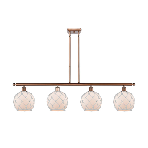 Farmhouse Rope Island Light shown in the Antique Copper finish with a White Glass with White Rope shade