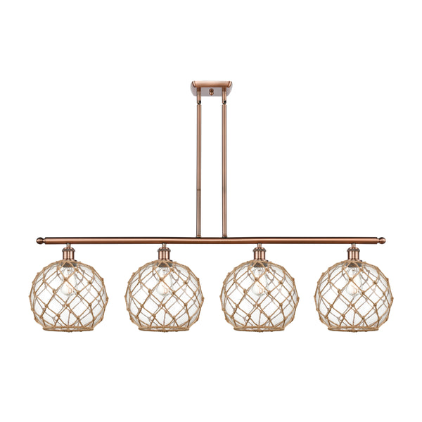 Farmhouse Rope Island Light shown in the Antique Copper finish with a Clear Glass with Brown Rope shade