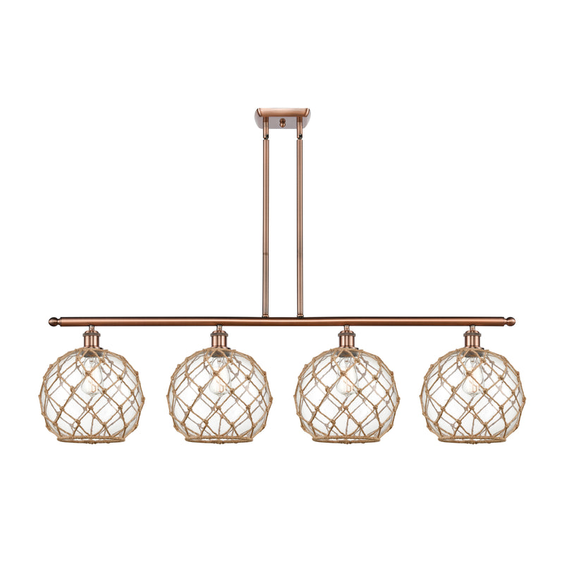 Farmhouse Rope Island Light shown in the Antique Copper finish with a Clear Glass with Brown Rope shade