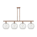 Farmhouse Rope Island Light shown in the Antique Copper finish with a Clear Glass with White Rope shade