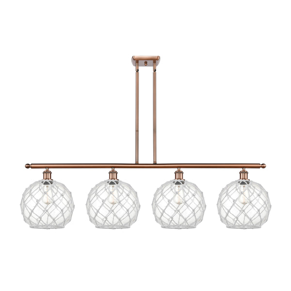 Farmhouse Rope Island Light shown in the Antique Copper finish with a Clear Glass with White Rope shade