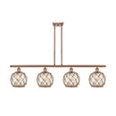 Farmhouse Rope Island Light shown in the Antique Copper finish with a Clear Glass with Brown Rope shade