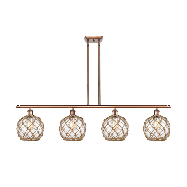 Farmhouse Rope Island Light shown in the Antique Copper finish with a Clear Glass with Brown Rope shade