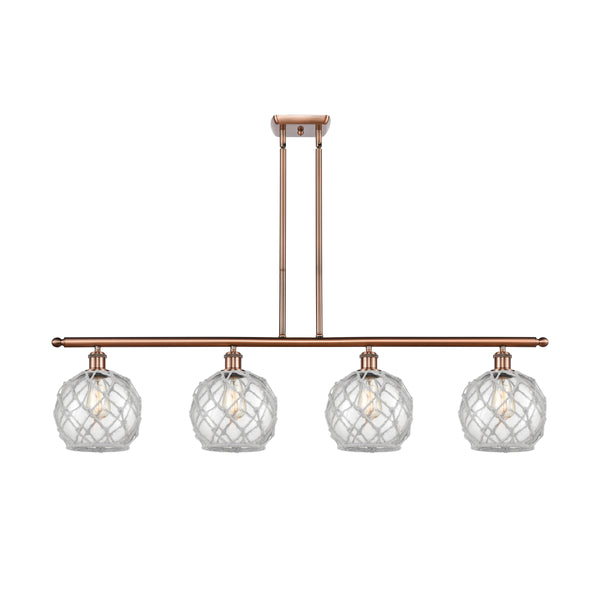 Farmhouse Rope Island Light shown in the Antique Copper finish with a Clear Glass with White Rope shade