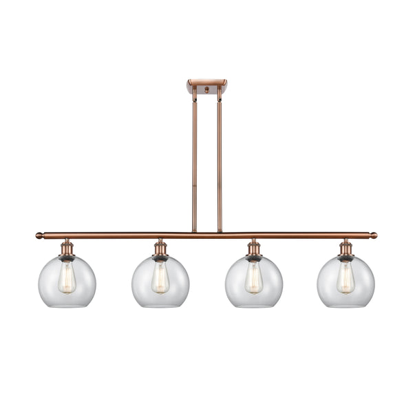 Athens Island Light shown in the Antique Copper finish with a Clear shade