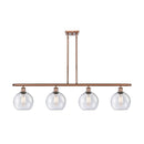 Athens Island Light shown in the Antique Copper finish with a Seedy shade