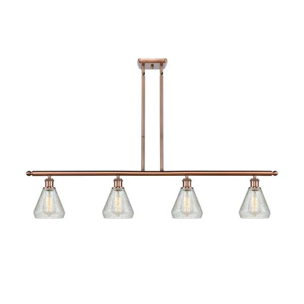 Conesus Island Light shown in the Antique Copper finish with a Clear Crackle shade