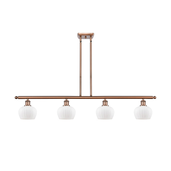 Fenton Island Light shown in the Antique Copper finish with a Matte White shade