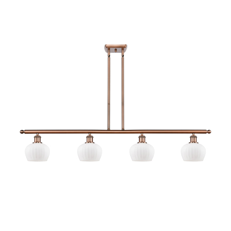 Fenton Island Light shown in the Antique Copper finish with a Matte White shade