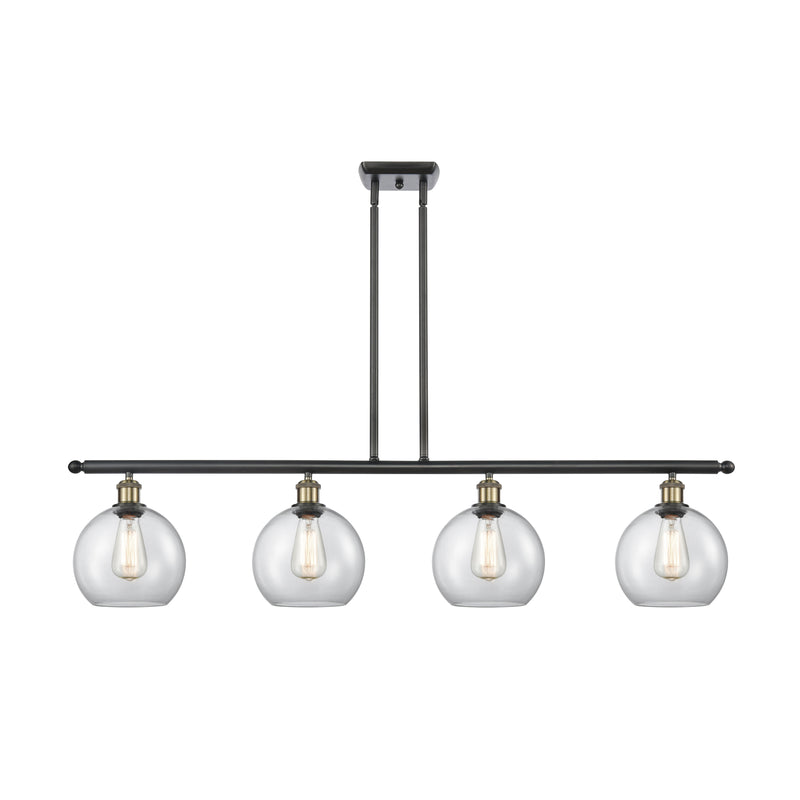 Athens Island Light shown in the Black Antique Brass finish with a Clear shade