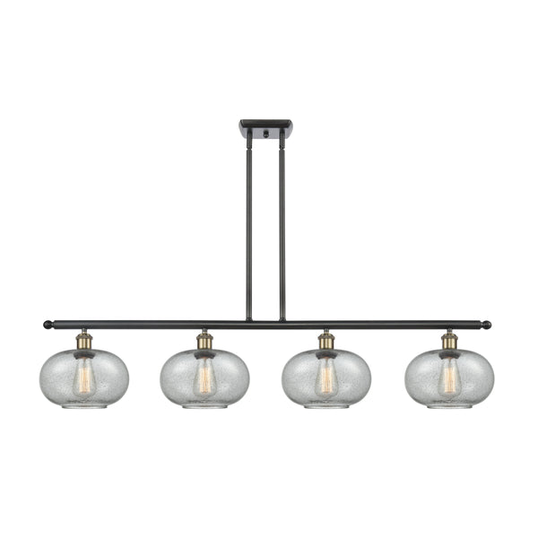 Gorham Island Light shown in the Black Antique Brass finish with a Charcoal shade