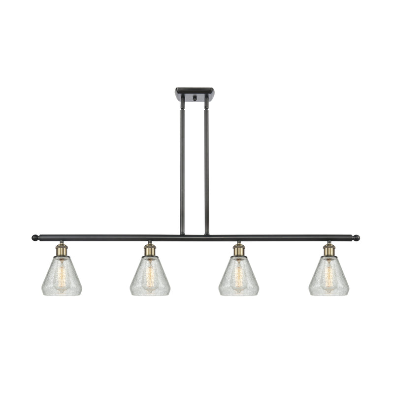 Conesus Island Light shown in the Black Antique Brass finish with a Clear Crackle shade