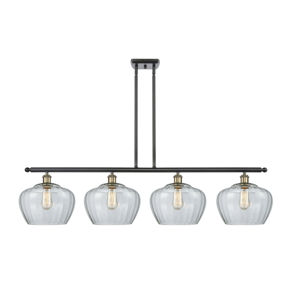 Fenton Island Light shown in the Black Antique Brass finish with a Clear shade