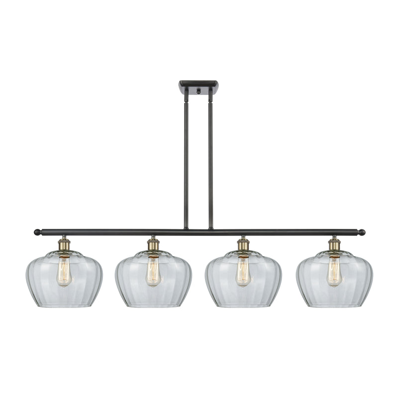 Fenton Island Light shown in the Black Antique Brass finish with a Clear shade