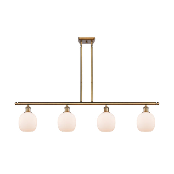 Belfast Island Light shown in the Brushed Brass finish with a Matte White shade