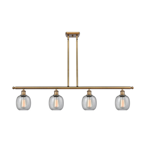 Belfast Island Light shown in the Brushed Brass finish with a Seedy shade