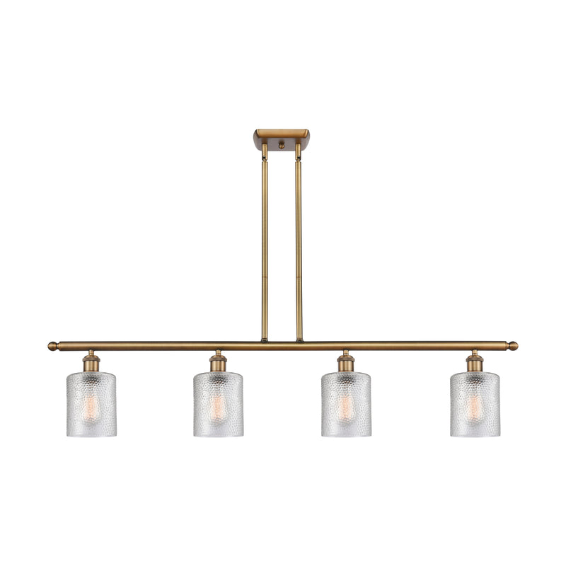 Cobbleskill Island Light shown in the Brushed Brass finish with a Clear shade