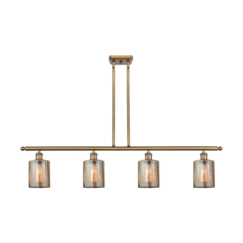 Cobbleskill Island Light shown in the Brushed Brass finish with a Mercury shade