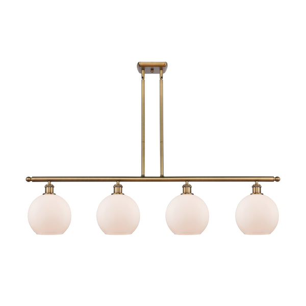 Athens Island Light shown in the Brushed Brass finish with a Matte White shade