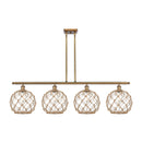 Farmhouse Rope Island Light shown in the Brushed Brass finish with a Clear Glass with Brown Rope shade