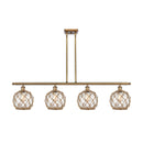 Farmhouse Rope Island Light shown in the Brushed Brass finish with a Clear Glass with Brown Rope shade