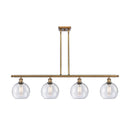 Athens Island Light shown in the Brushed Brass finish with a Seedy shade