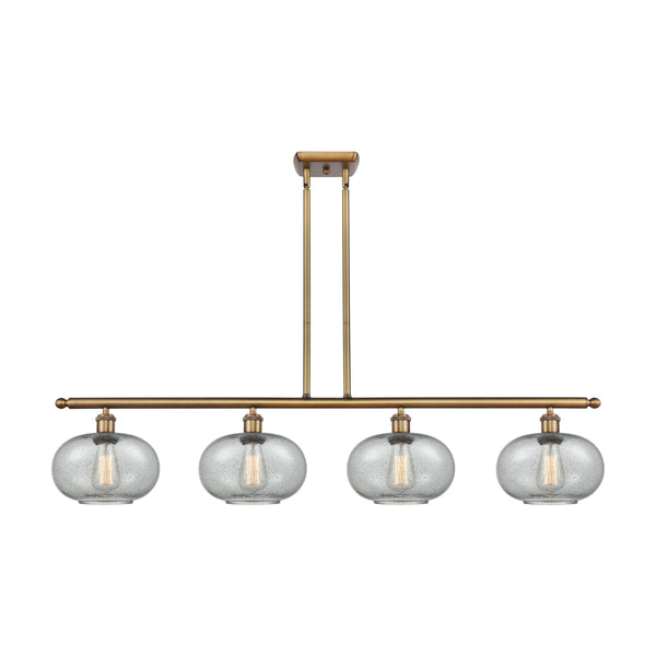 Gorham Island Light shown in the Brushed Brass finish with a Charcoal shade