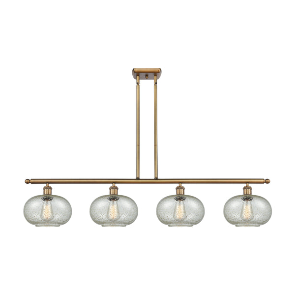 Gorham Island Light shown in the Brushed Brass finish with a Mica shade