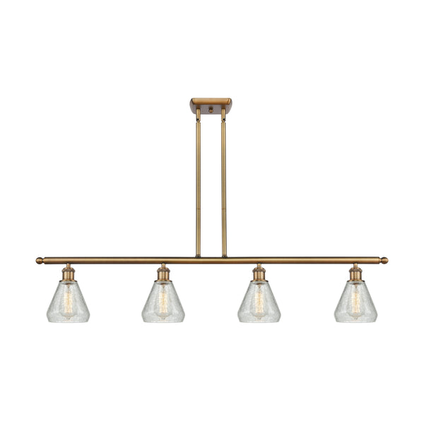 Conesus Island Light shown in the Brushed Brass finish with a Clear Crackle shade