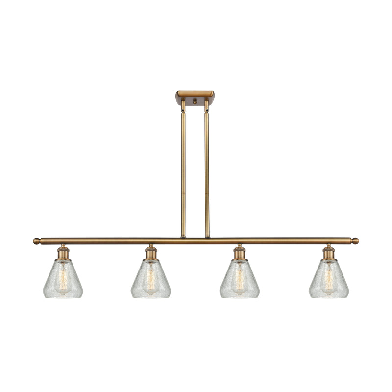 Conesus Island Light shown in the Brushed Brass finish with a Clear Crackle shade